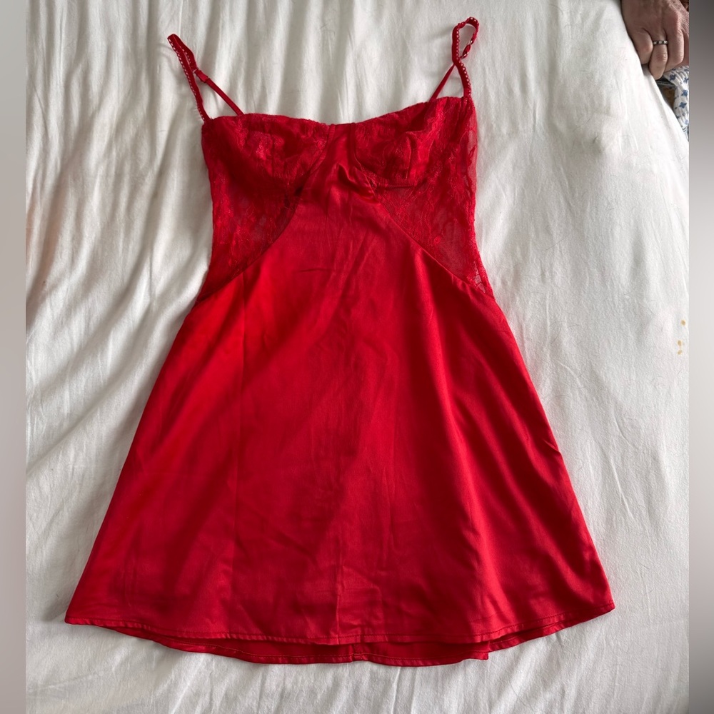 Thatssofetch Red Lace Mini Dress - image 1